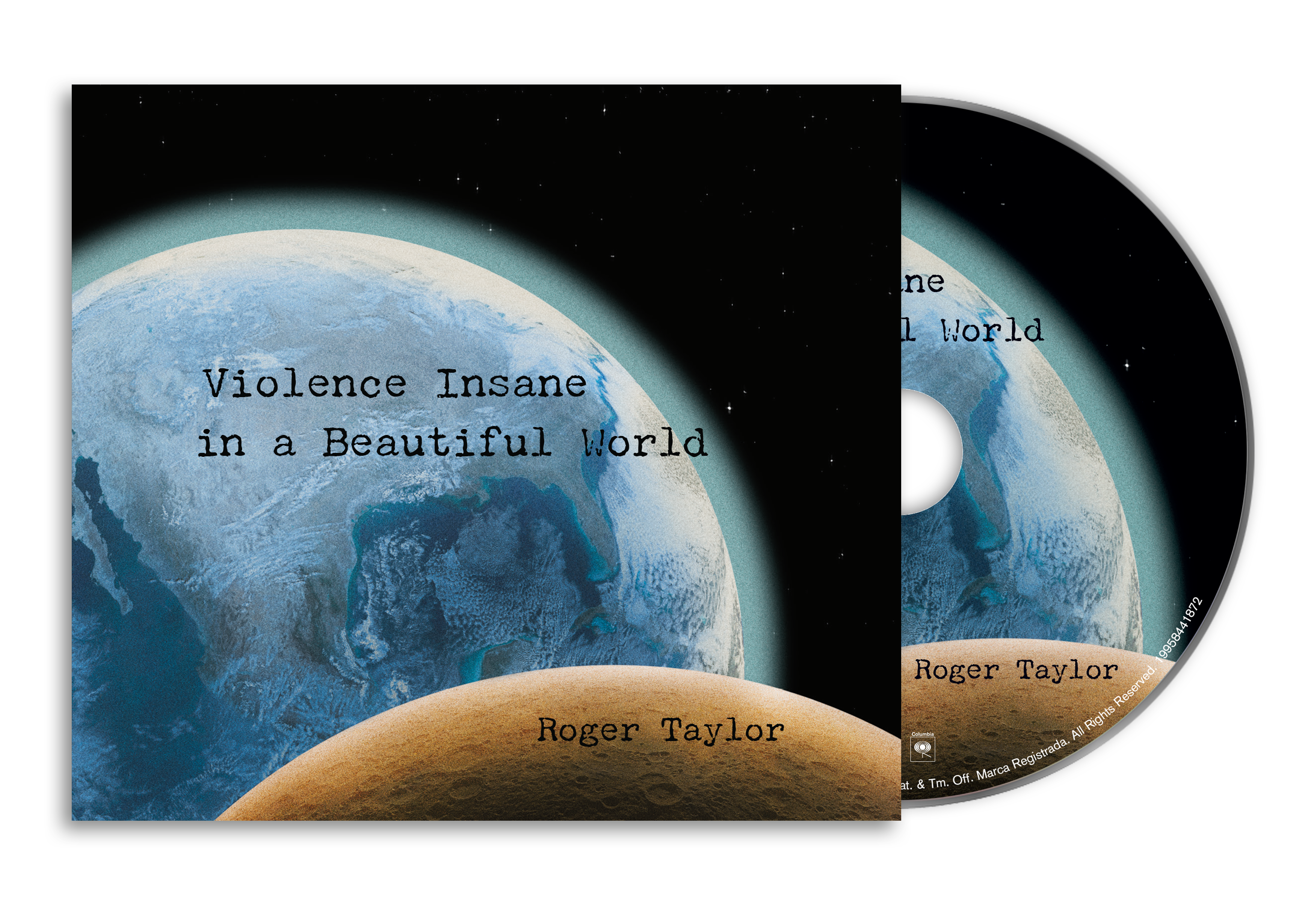 Image of Vinyl record and cover with 'Violence Insane in a Beautiful World' by Roger Taylor