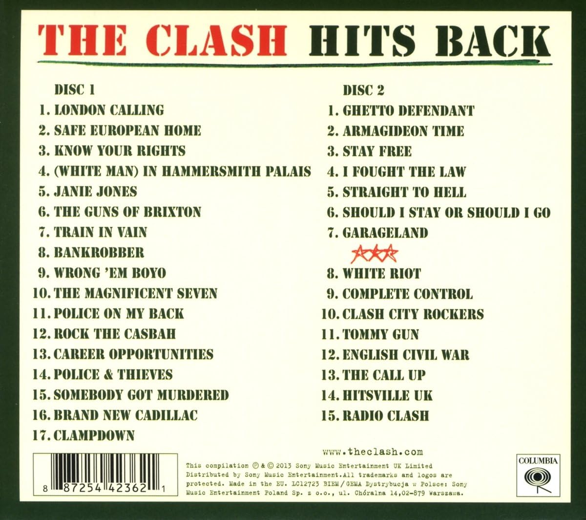 Image of Artwork for The Clash's Hits Back (2CD)
