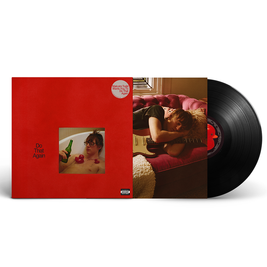 Image of Malcolm Todd – Do That Again standard black vinyl record partially pulled from its sleeve, with a portion of the printed insert visible.